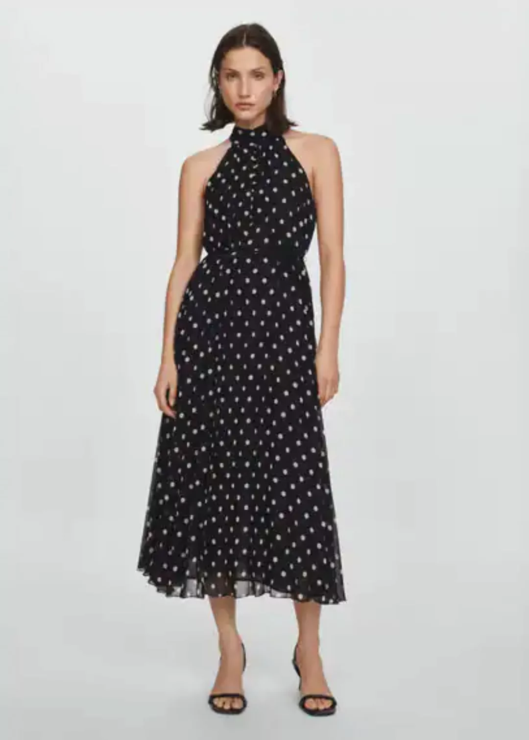 Plissee-Kleid mit Polka Dots günstig online kaufen