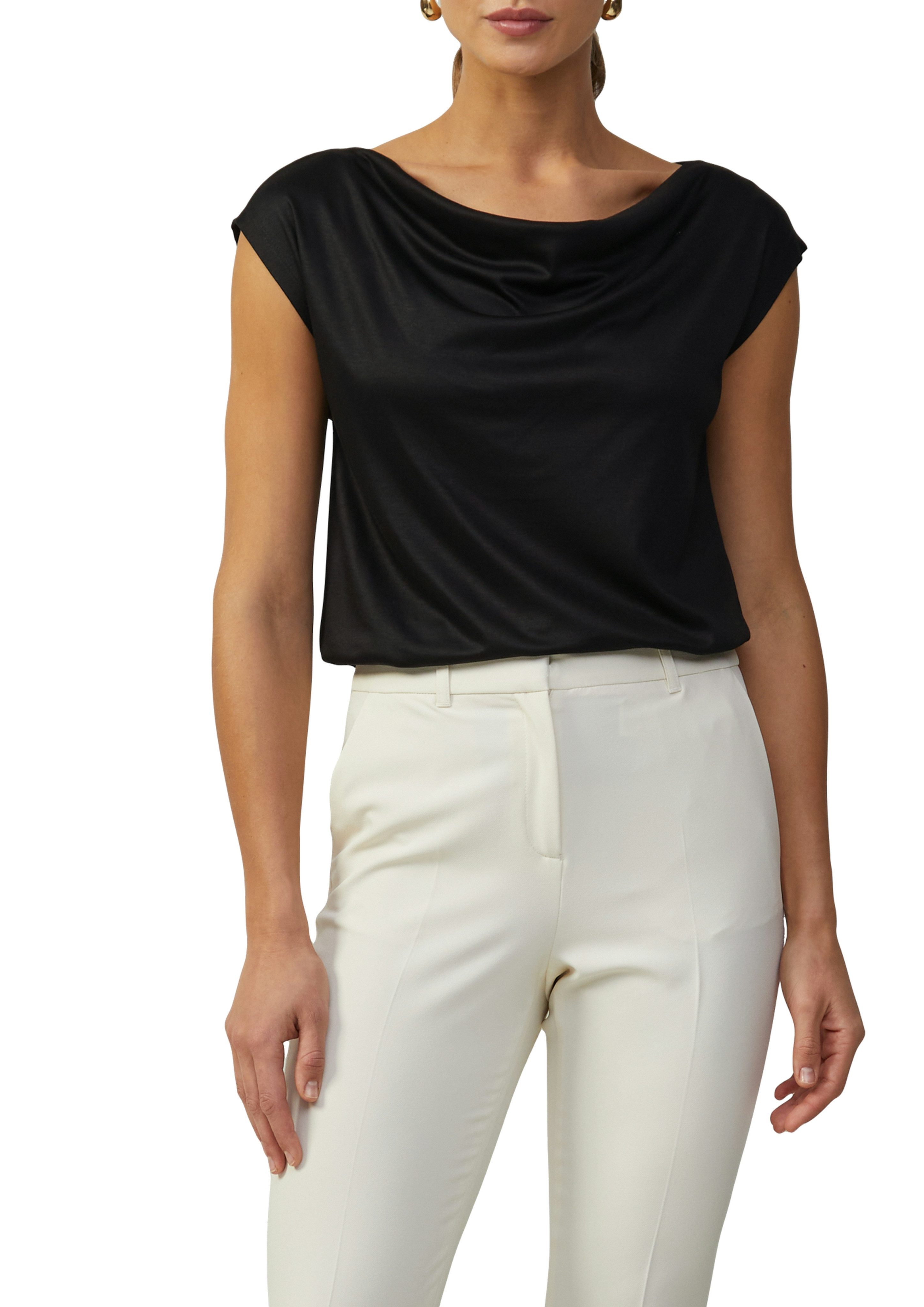 s.Oliver BLACK LABEL T-Shirt mit Wasserfall-Ausschnitt günstig online kaufen