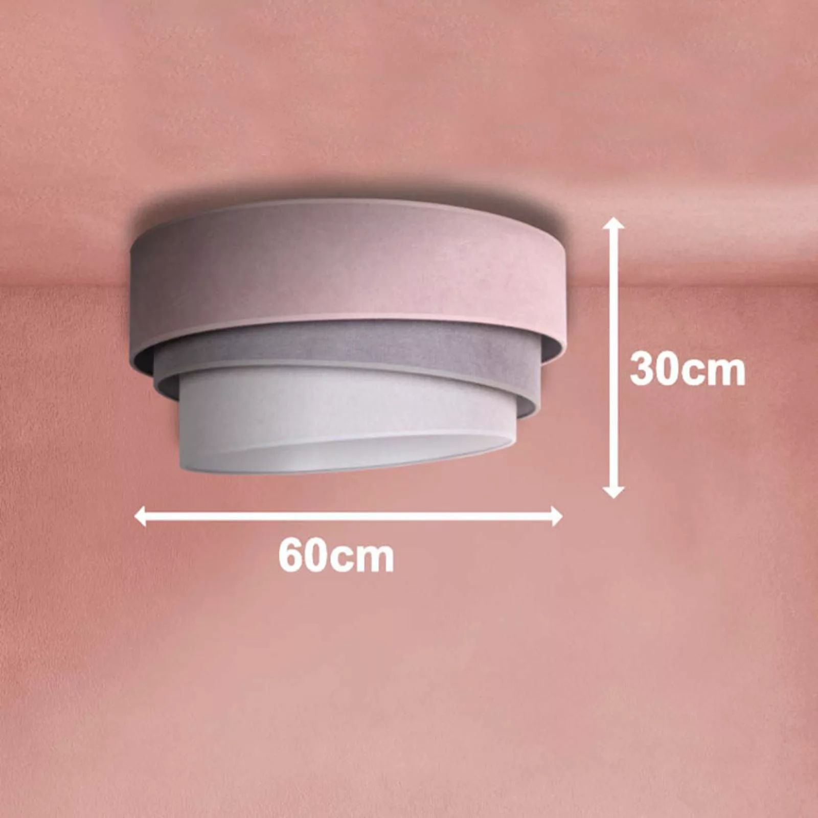 Deckenlampe Pastell Trio Ø 60cm pink/grau/hellgrau günstig online kaufen