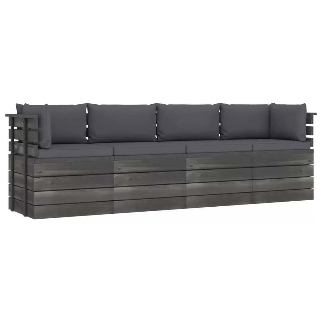 Garten-palettensofa 4-sitzer Mit Kissen Kiefer Massivholz günstig online kaufen