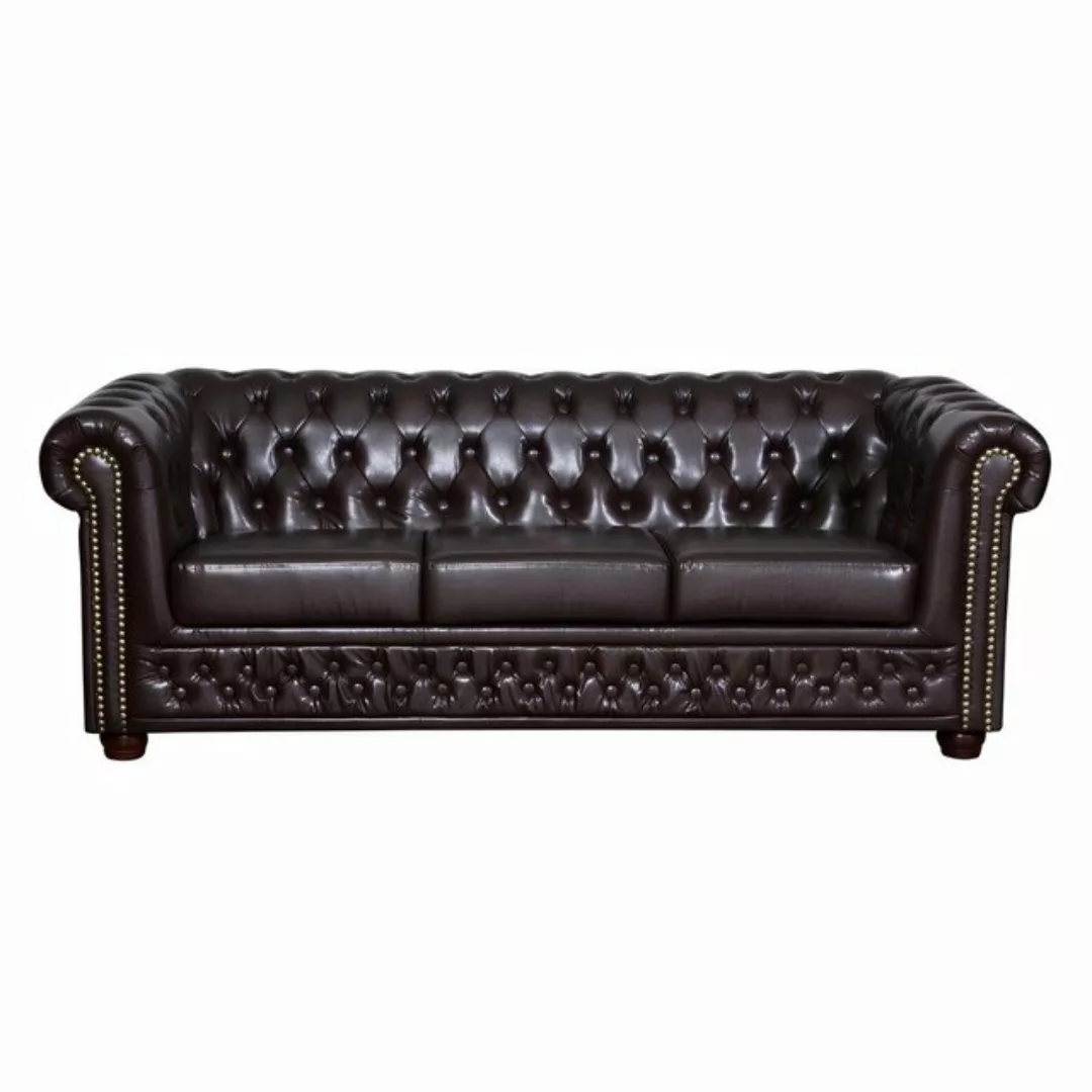 Xlmoebel Sofa Neues 3-Sitzer Ledersofa Chesterfield Couch Polster Textil So günstig online kaufen