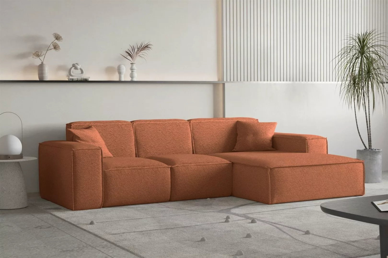 Fun Möbel Ecksofa Designersofa CESINA Ottomane Rechts oder Links in Stoff, günstig online kaufen