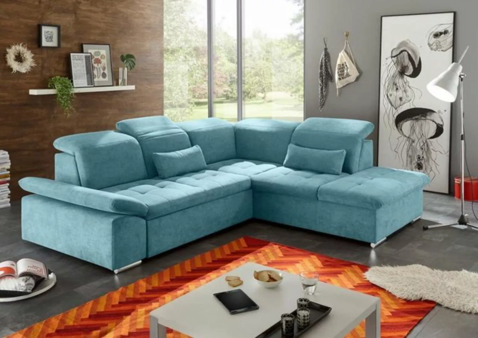 ED EXCITING DESIGN Ecksofa, Wayne Ecksofa 276x240 cm Couch Eckcouch Sofa Bl günstig online kaufen