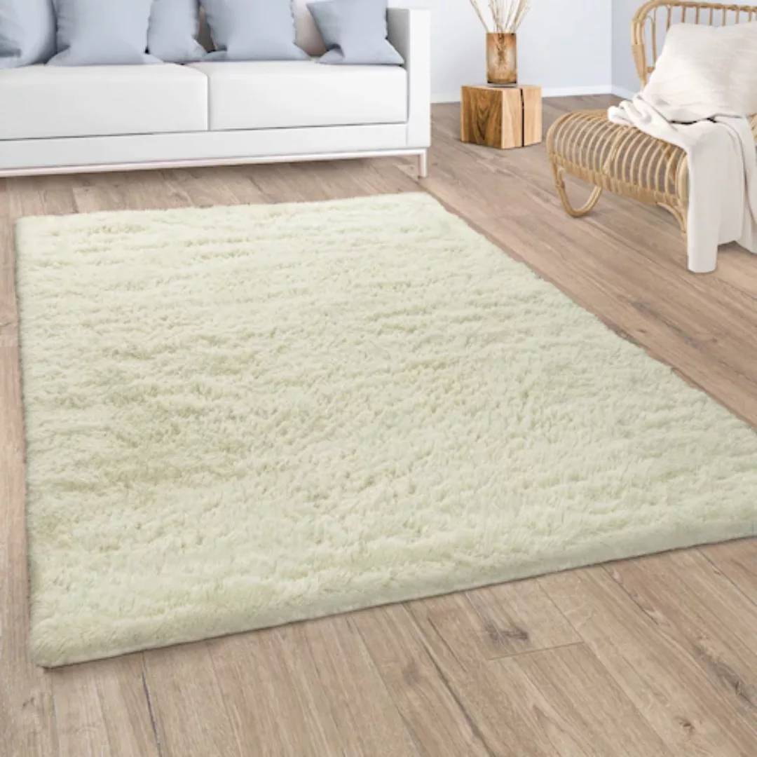 Paco Home Hochflor-Teppich »Silky 591«, rechteckig, 37 mm Höhe, Uni-Farben, günstig online kaufen