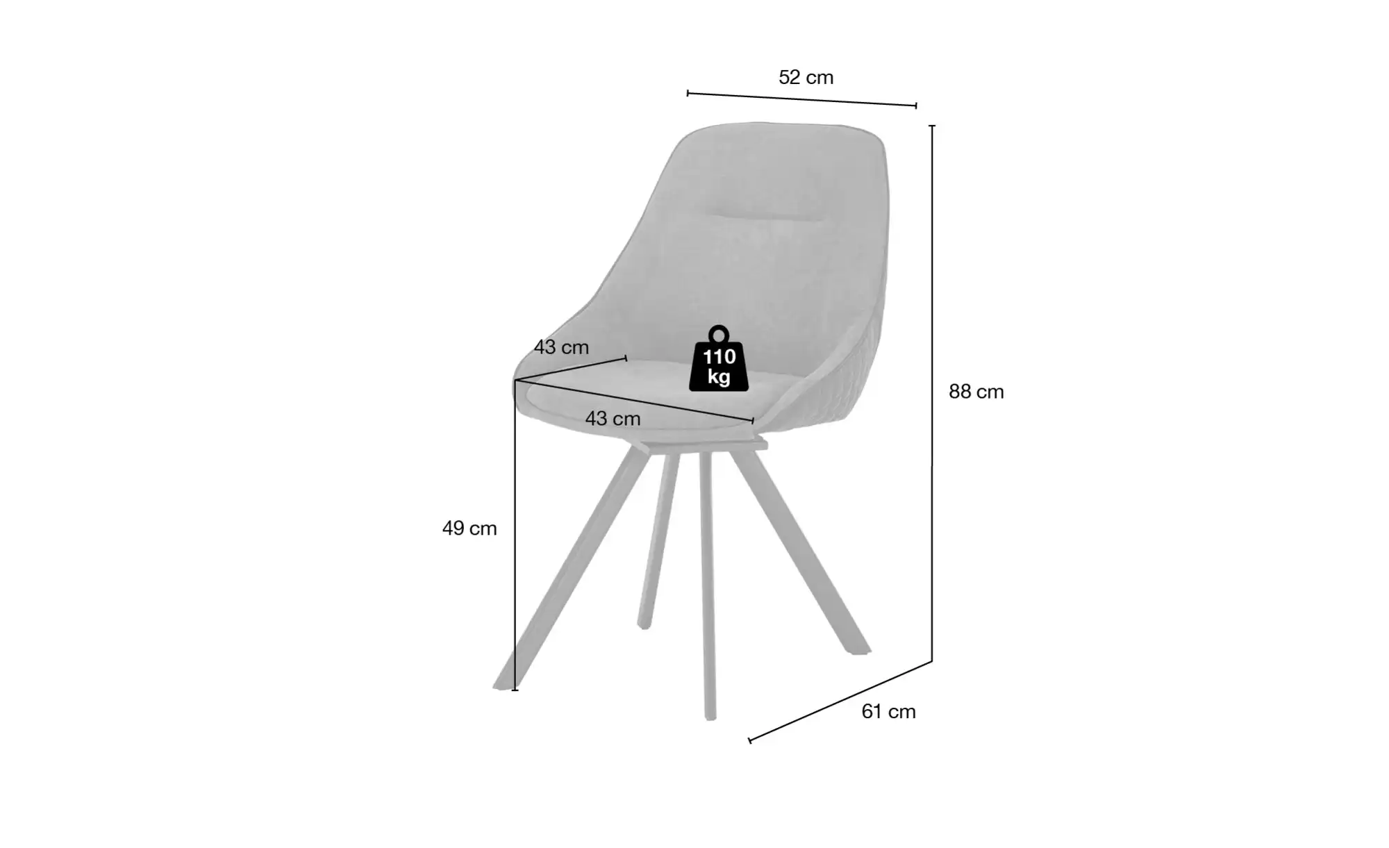 Polsterstuhl drehbar Dominik ¦ grau ¦ Maße (cm): B: 52 H: 88 T: 61 Stühle > günstig online kaufen