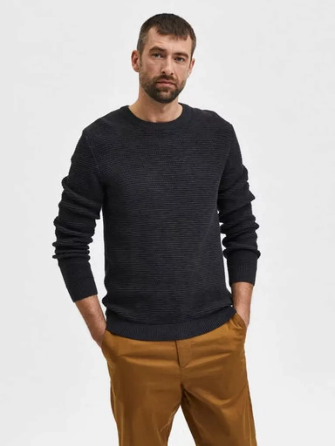 SELECTED HOMME Rundhalspullover SLHVINCE LS KNIT BUBBLE CREW NECK NOOS günstig online kaufen