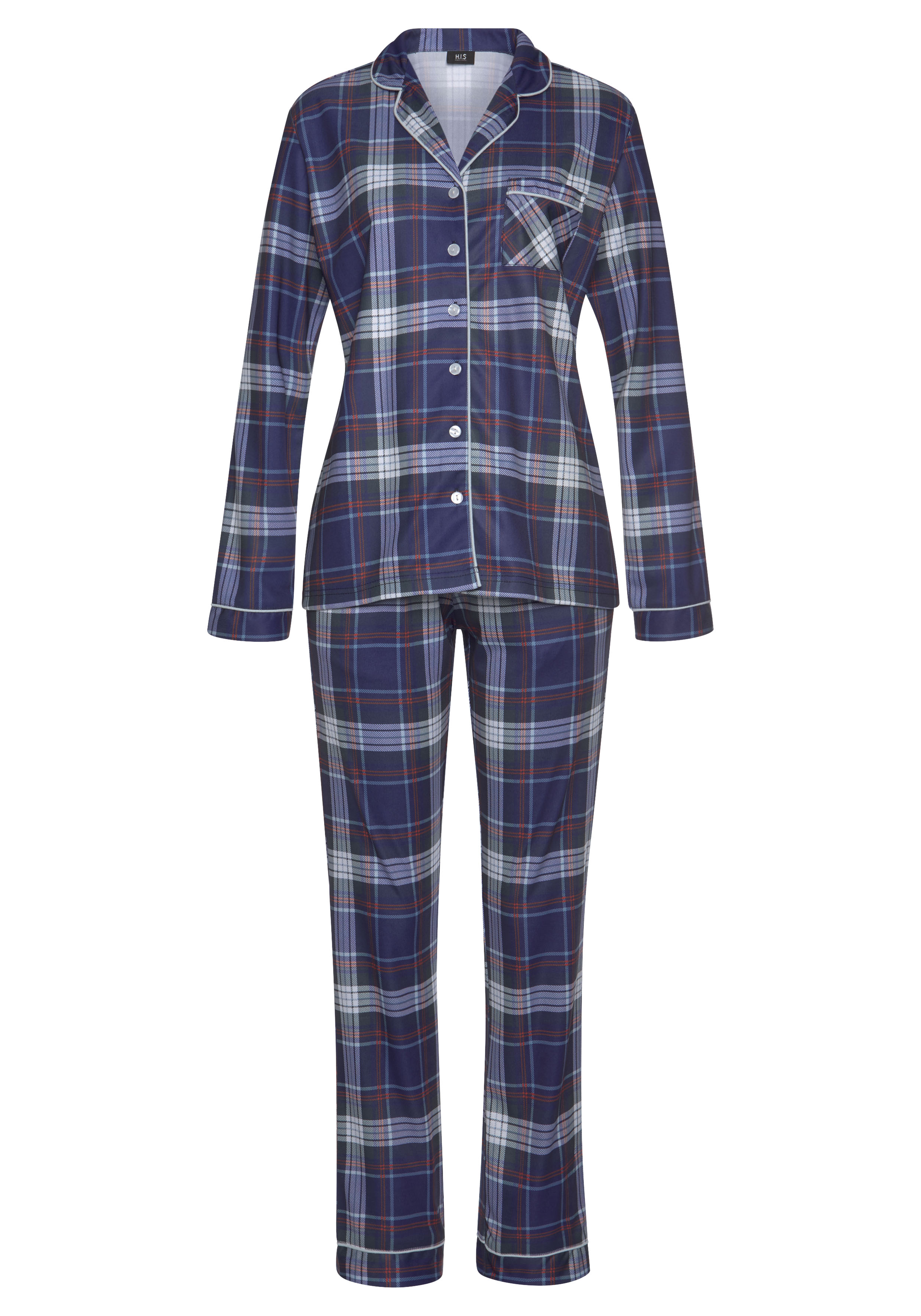 H.I.S Pyjama, (Set, 2 tlg.), aus Flanell mit Allover-Karomuster günstig online kaufen