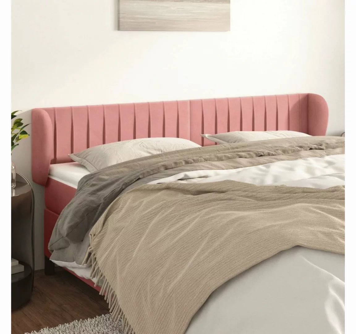 vidaXL Bett, Kopfteil mit Ohren Rosa 163x23x78/88 cm Samt günstig online kaufen