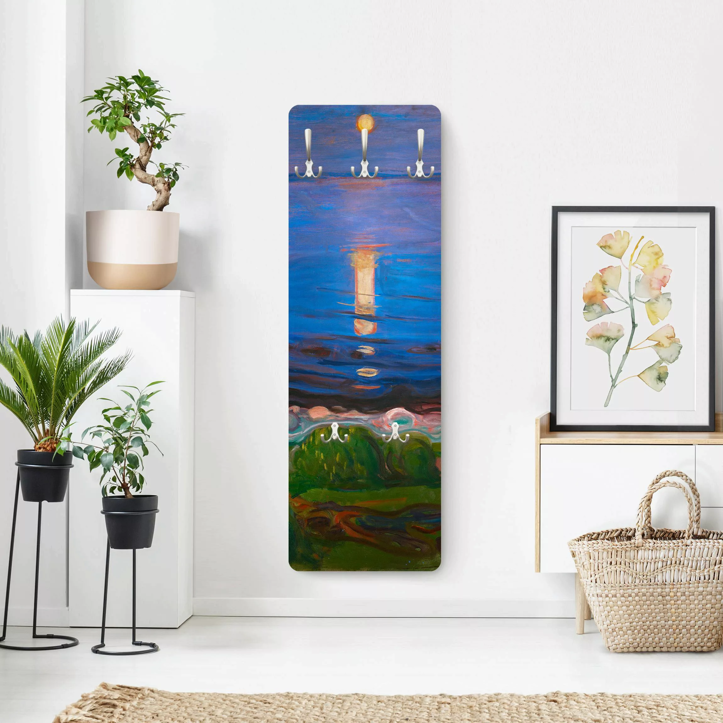 Wandgarderobe Holzpaneel Edvard Munch - Sommernacht am Meeresstrand günstig online kaufen