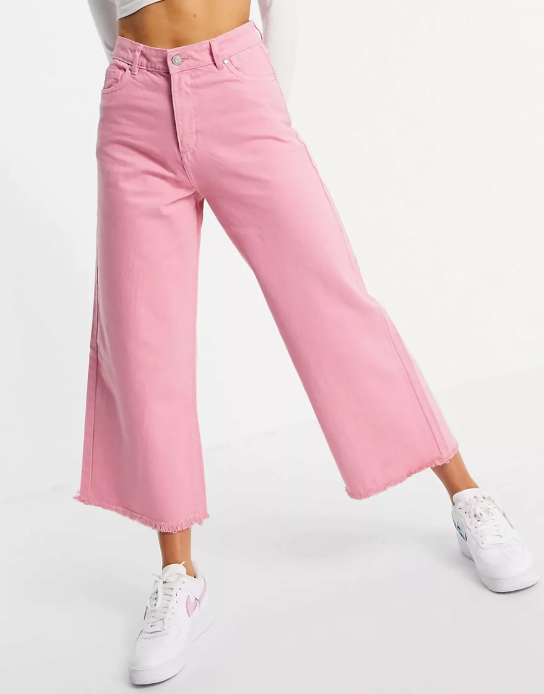 Neon Rose – Locker geschnittene Jeans in leuchtendem Rosa mit weitem Bein u günstig online kaufen