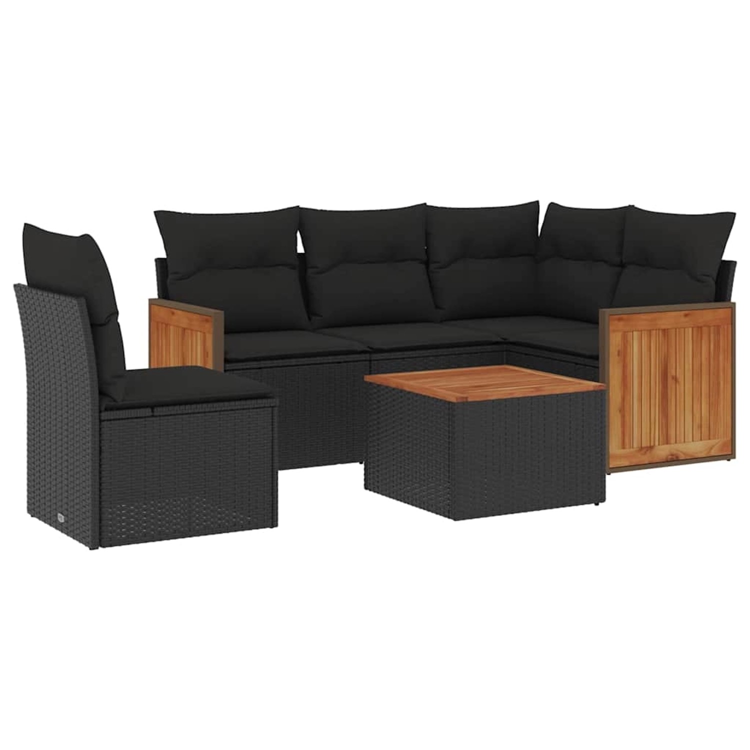 vidaXL 6-Tlg Garten-Sofagarnitur mit Kissen Schwarz Poly Rattan 3260060 günstig online kaufen