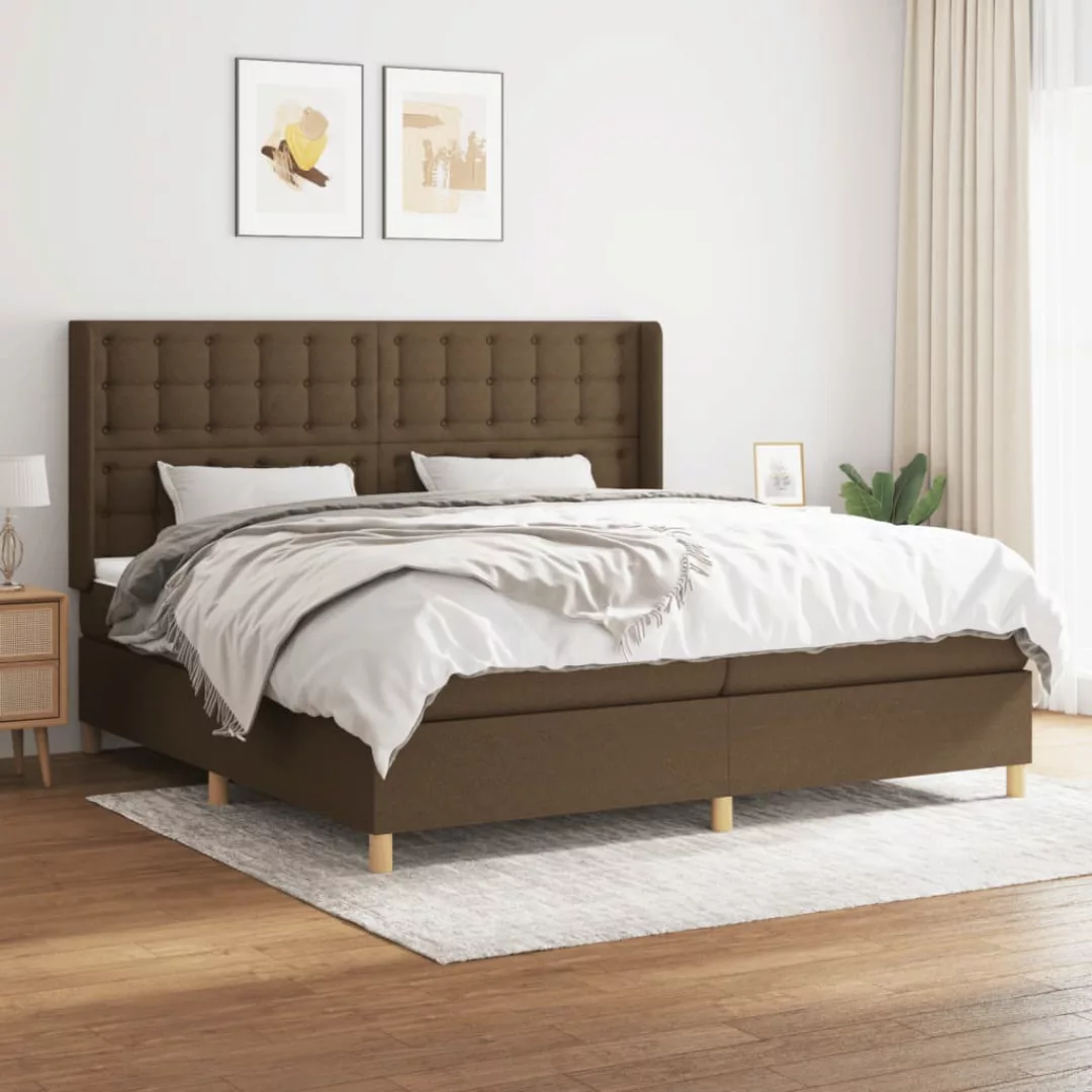 Vidaxl Boxspringbett Mit Matratze Dunkelbraun 200x200 Cm Stoff günstig online kaufen