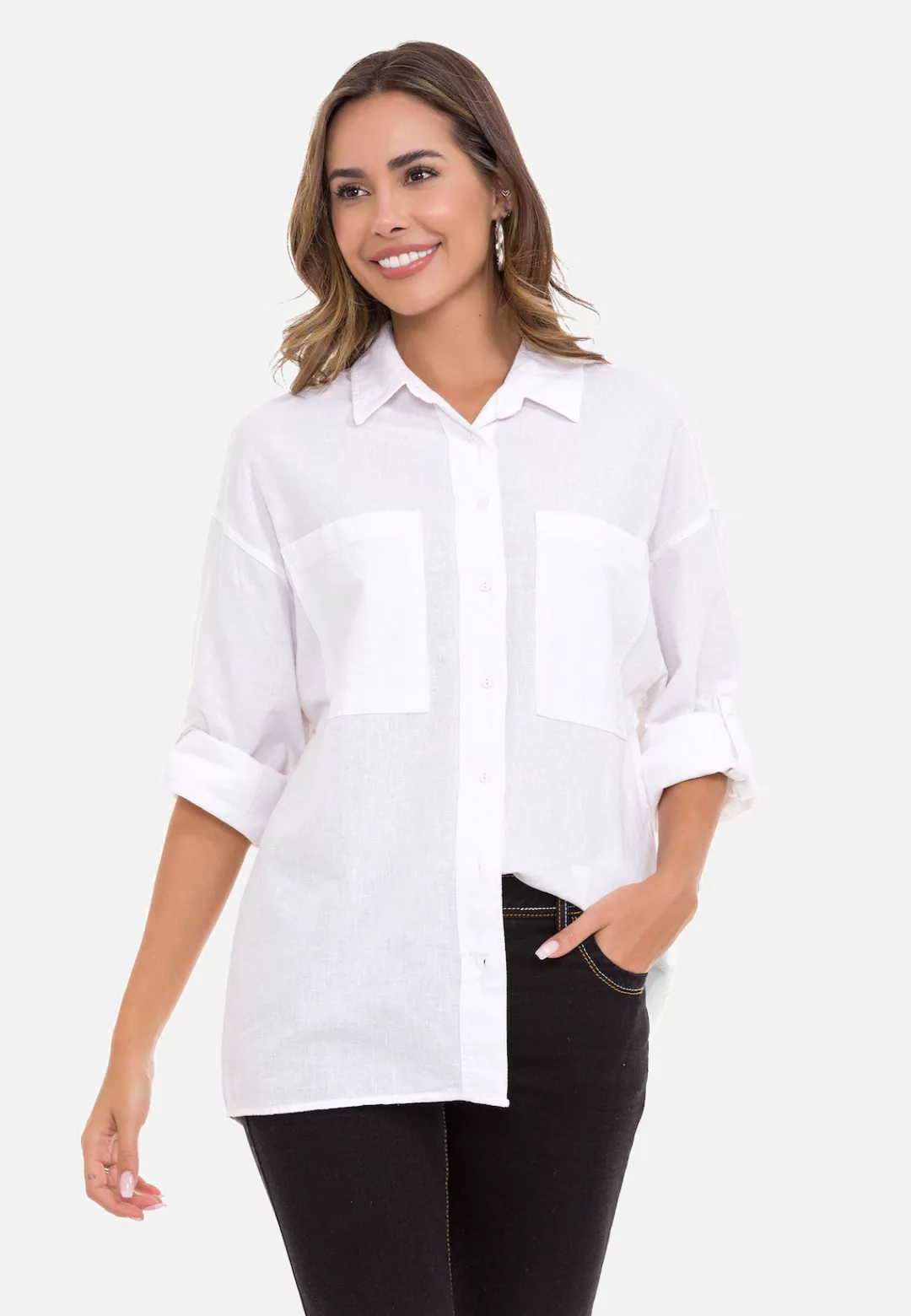 Cipo & Baxx Klassische Bluse mit aufgesetzten Brusttaschen günstig online kaufen