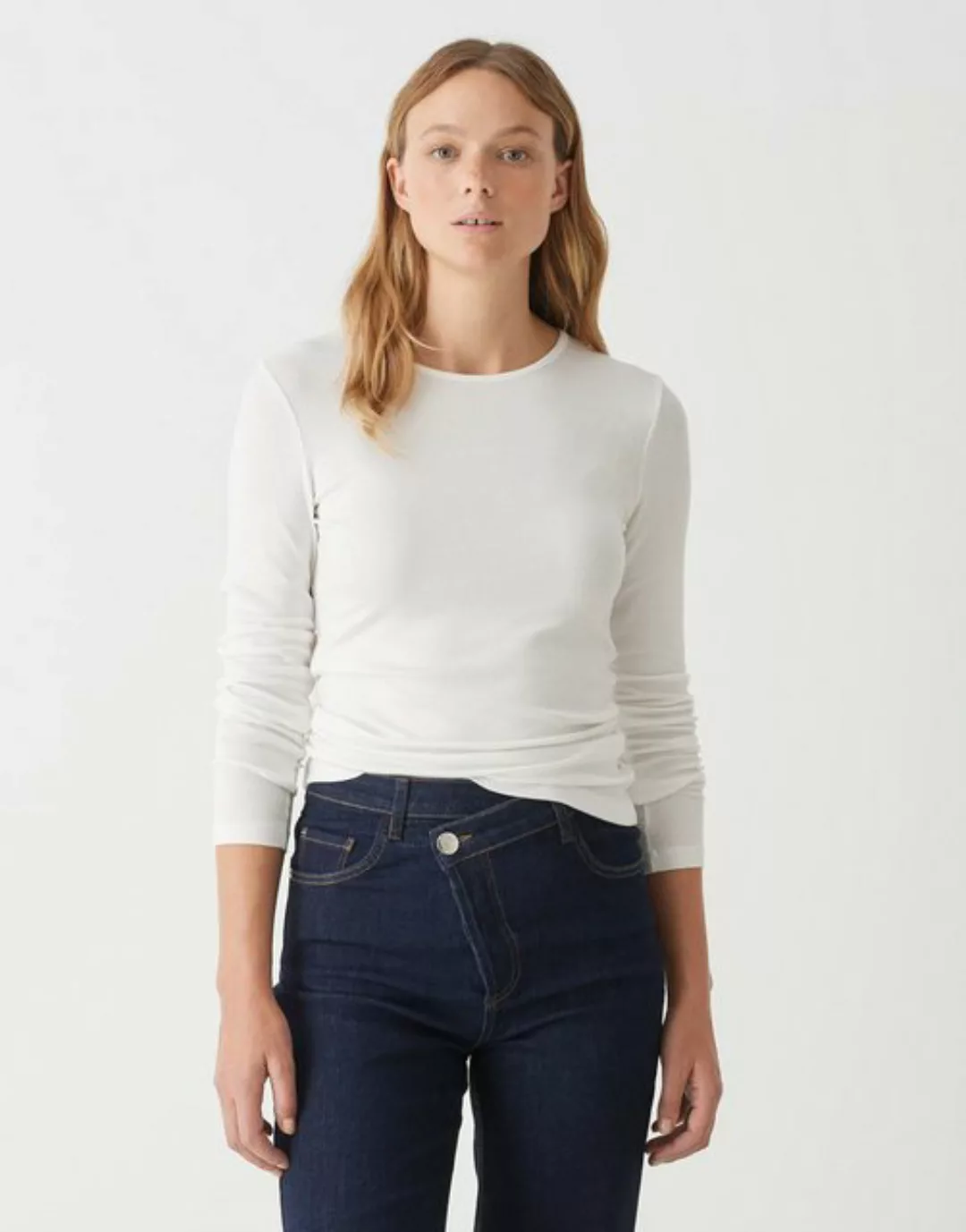 OPUS Langarmshirt Geripptes Basicshirt SOGETI Slim aus Tencel Mix günstig online kaufen