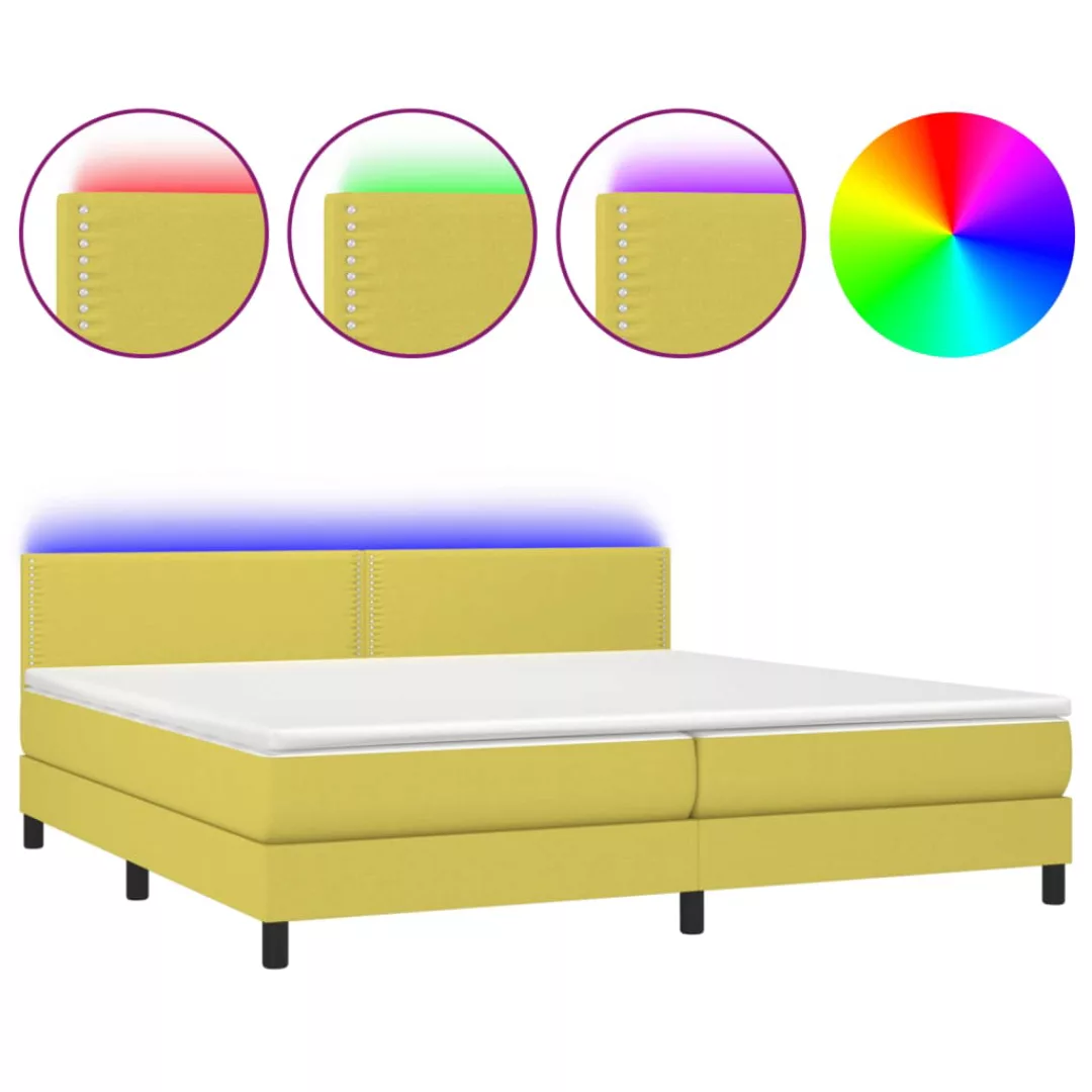 Vidaxl Boxspringbett Mit Matratze & Led Grün 200x200 Cm Stoff günstig online kaufen