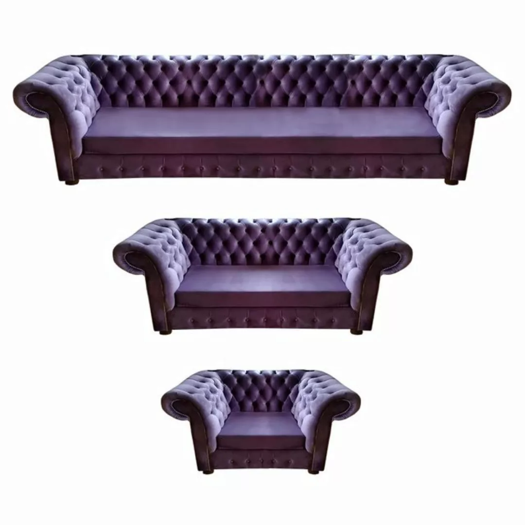 JVmoebel Chesterfield-Sofa Set 3tlg Chesterfield Lila Neu Design Komplett M günstig online kaufen