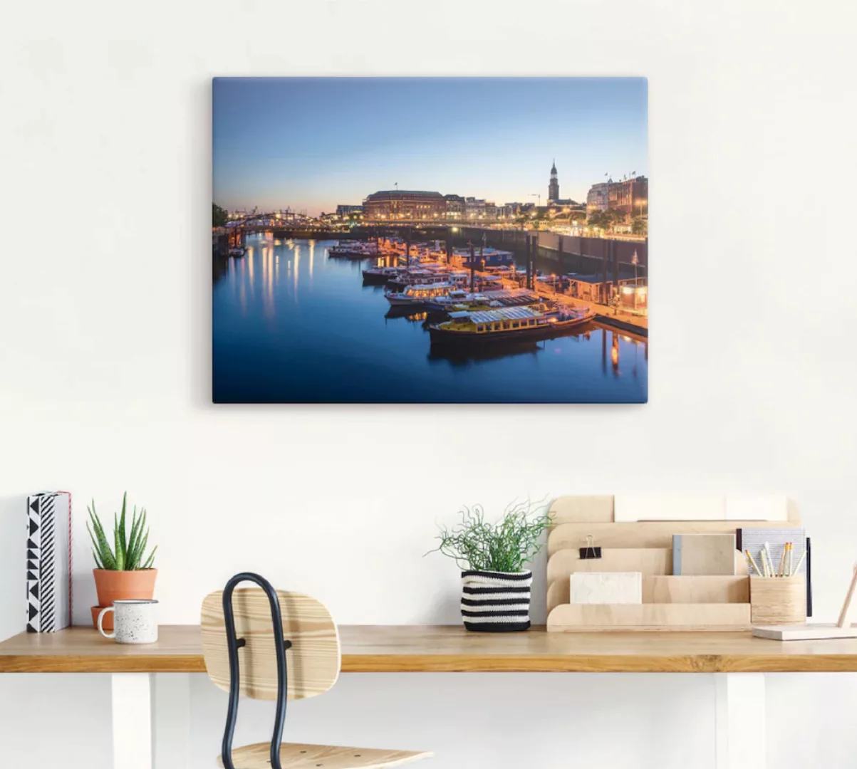 Artland Wandbild »Hamburg Hafen Panorama mit Michel«, Deutschland, (1 St.), günstig online kaufen