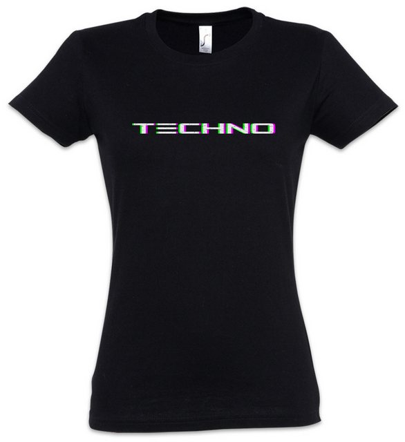 Urban Backwoods Print-Shirt Techno Glitch Damen T-Shirt Attack Decay Sustai günstig online kaufen