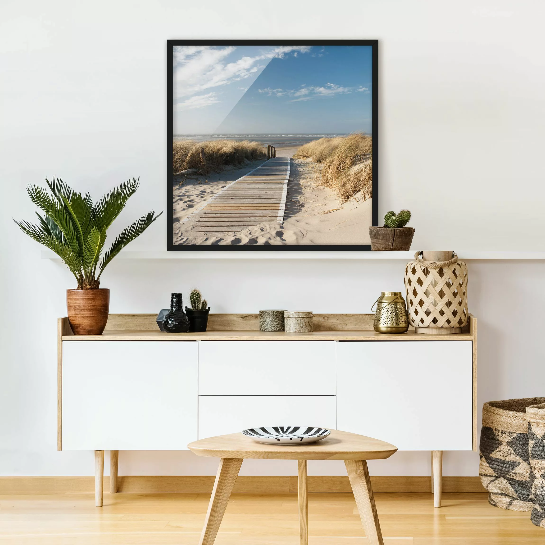 Bild mit Rahmen Strand - Quadrat Ostsee Strand günstig online kaufen