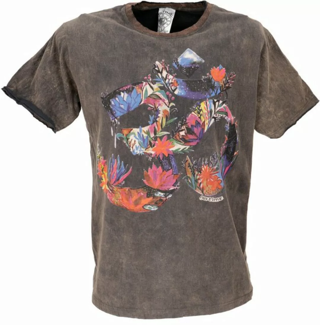 Guru-Shop T-Shirt No time T-Shirt - Flower Power OM braun alternative Bekle günstig online kaufen