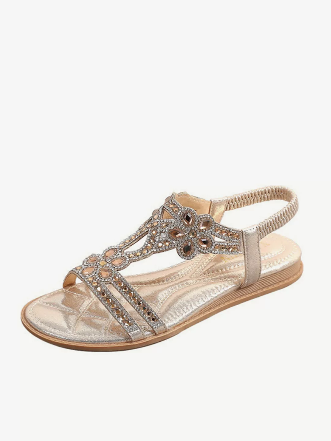 Damen Soft Sohlen Slip On Strass Blumen Comfy Sandalen günstig online kaufen