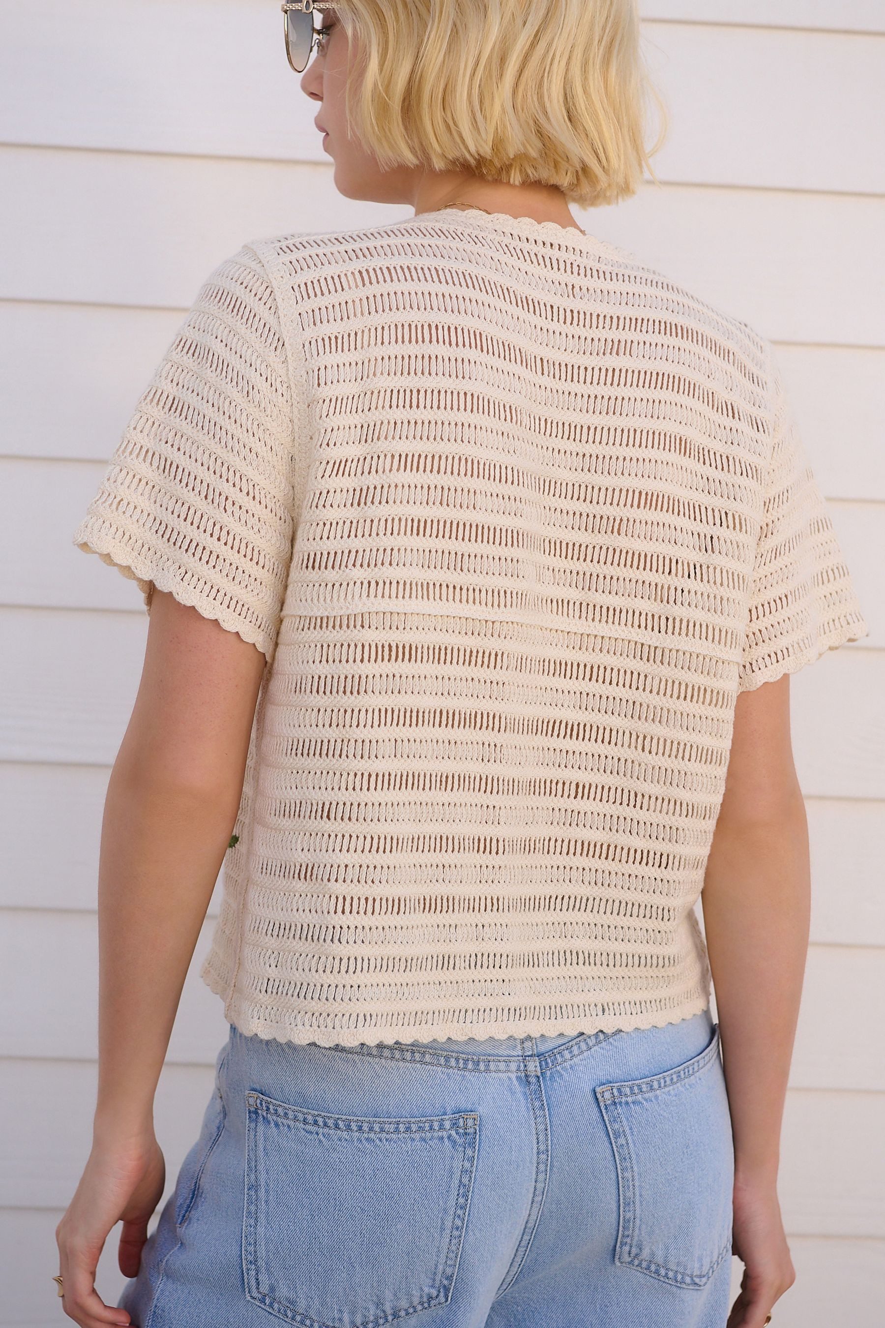 Next Strickpullover Geknöpfte Bluse, Blumenstickerei und günstig online kaufen