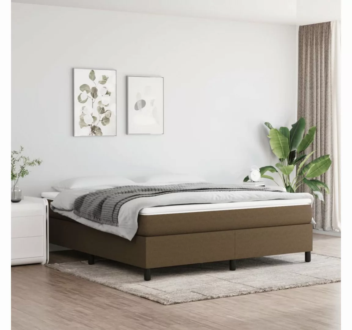 vidaXL Boxspringbett, Boxspringbett mit Matratze Dunkelbraun 160x200 cm Sto günstig online kaufen