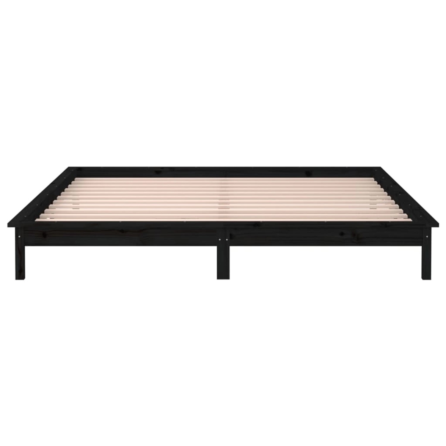 vidaXL Bettgestell Massivholzbett mit LEDs Schwarz 200x200 cm Bett Bettrahm günstig online kaufen