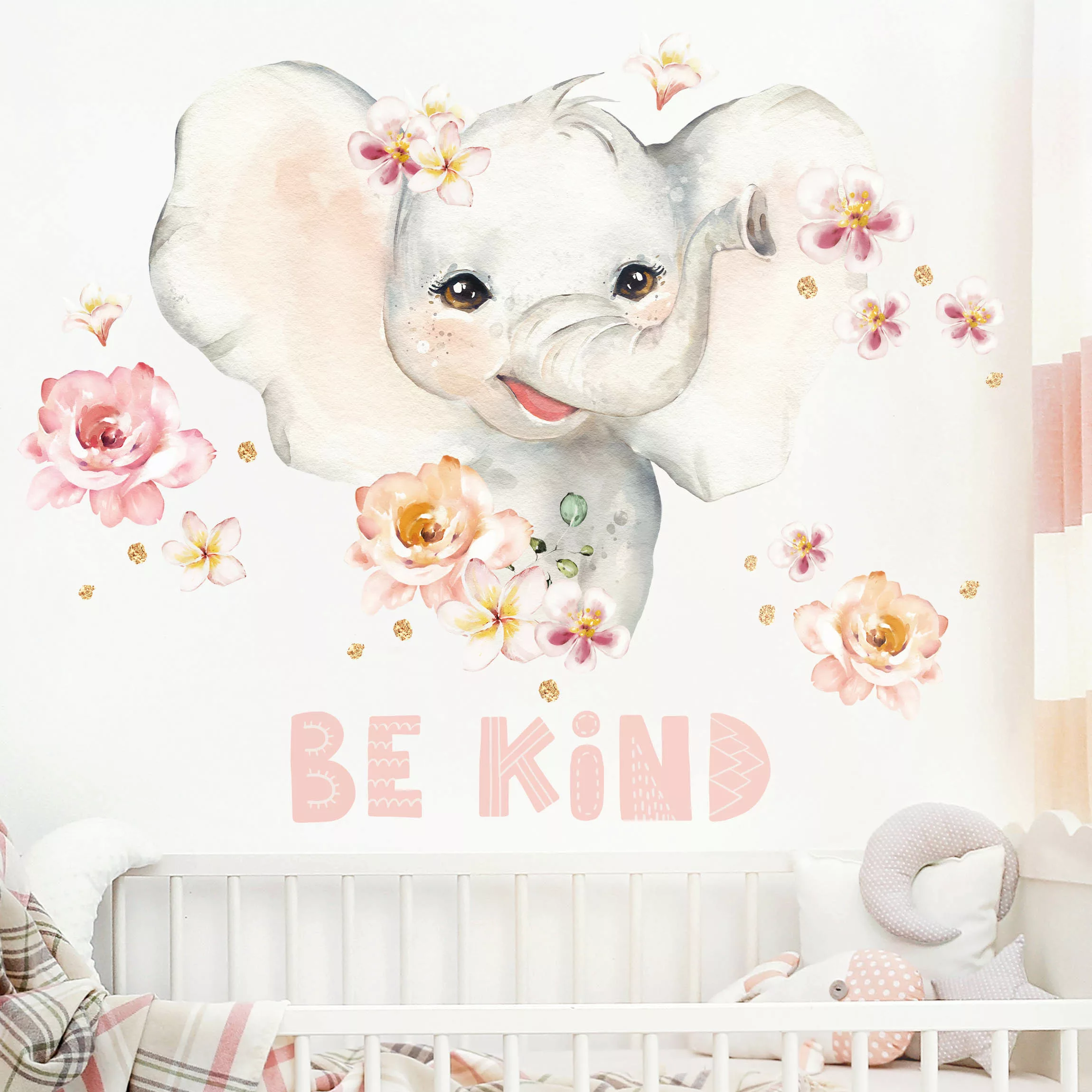 Wandtattoo 25-teilig Aquarell Elefant - Be kind günstig online kaufen