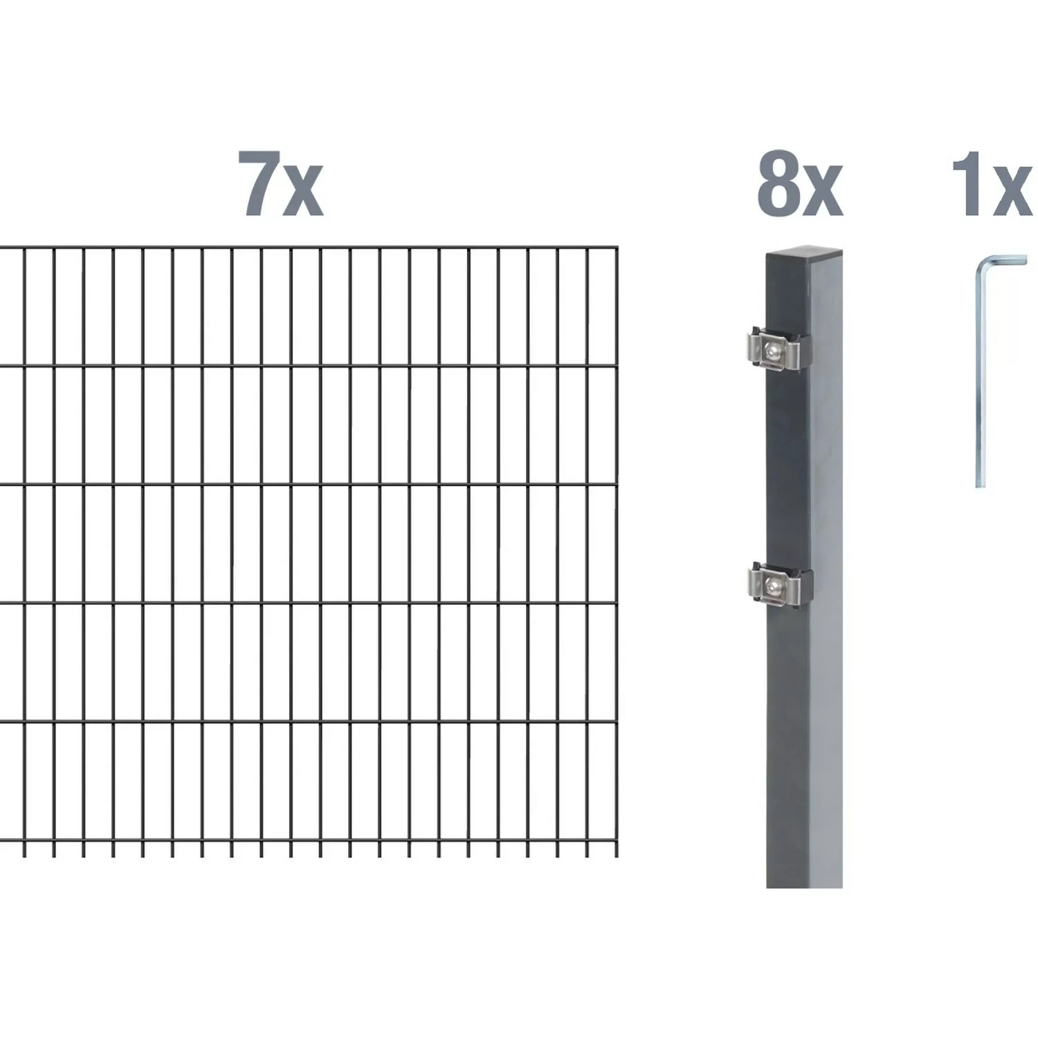 Metallzaun Grund-Set Doppelstabmatte verz. Anthrazit beschichtet 7 x 2 m x günstig online kaufen