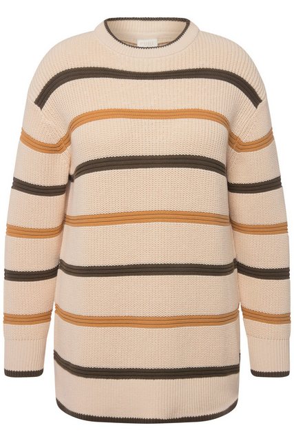 Ulla Popken Strickpullover Pullover Ringel Rundhals Langarm Biobaumwolle günstig online kaufen