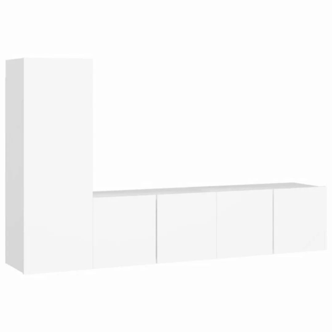 vidaXL Kleiderschrank 3-tlg TV-Schrank-Set Weiß Spanplatte günstig online kaufen