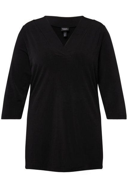 Ulla Popken Longshirt Longshirt A-Linie V-Ausschnitt 3/4-Ärmel günstig online kaufen