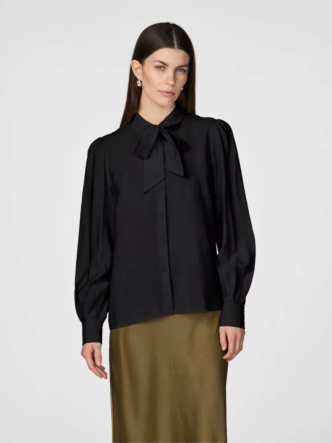 Y.A.S Schluppenbluse "YASPIL LS BOW SHIRT S. NOOS", mit Schleifendetail günstig online kaufen