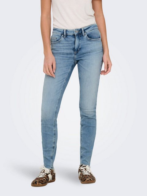 Only Damen Jeans ONLBLUSH MID SK ANK CRO349 - Skinny Fit - Blau - Light Med günstig online kaufen