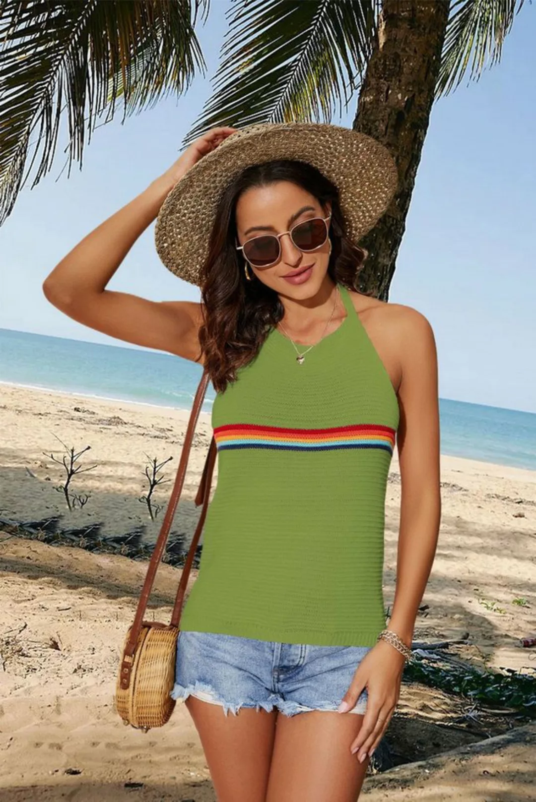 RUZU UG Blusentop Shirtbluse Sommer Damen Neckholder Top Strickweste Damen günstig online kaufen