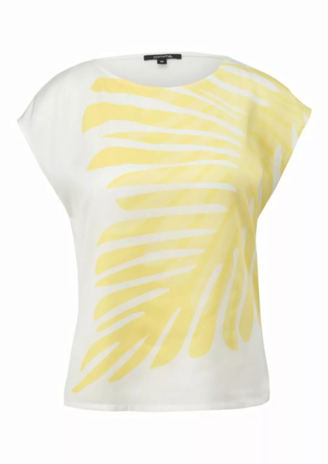Comma Kurzarmshirt Satin-Shirt mit Kapp-Ärmeln und Frontprint günstig online kaufen