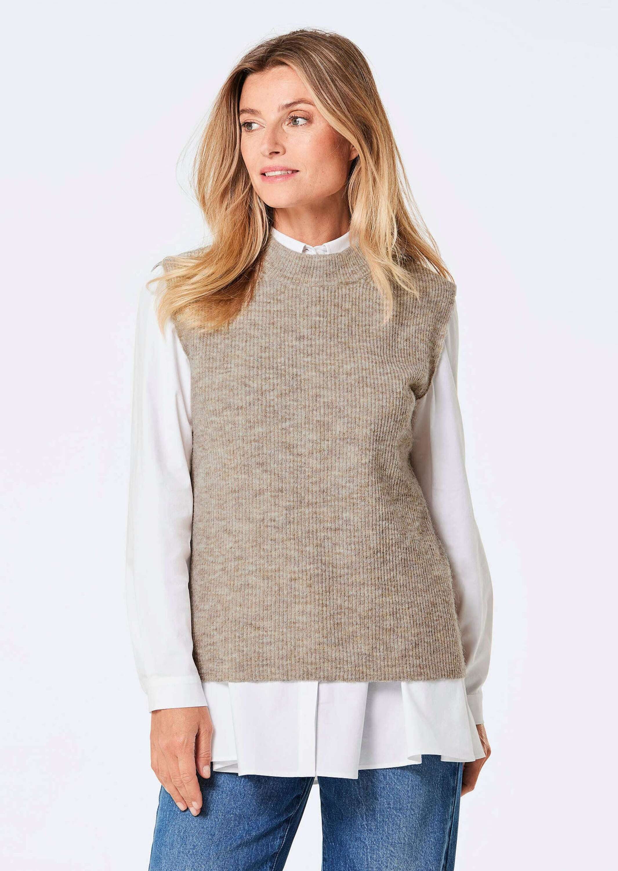 GOLDNER Strickpullover Rippstrick Pullunder mit Stehkragen günstig online kaufen