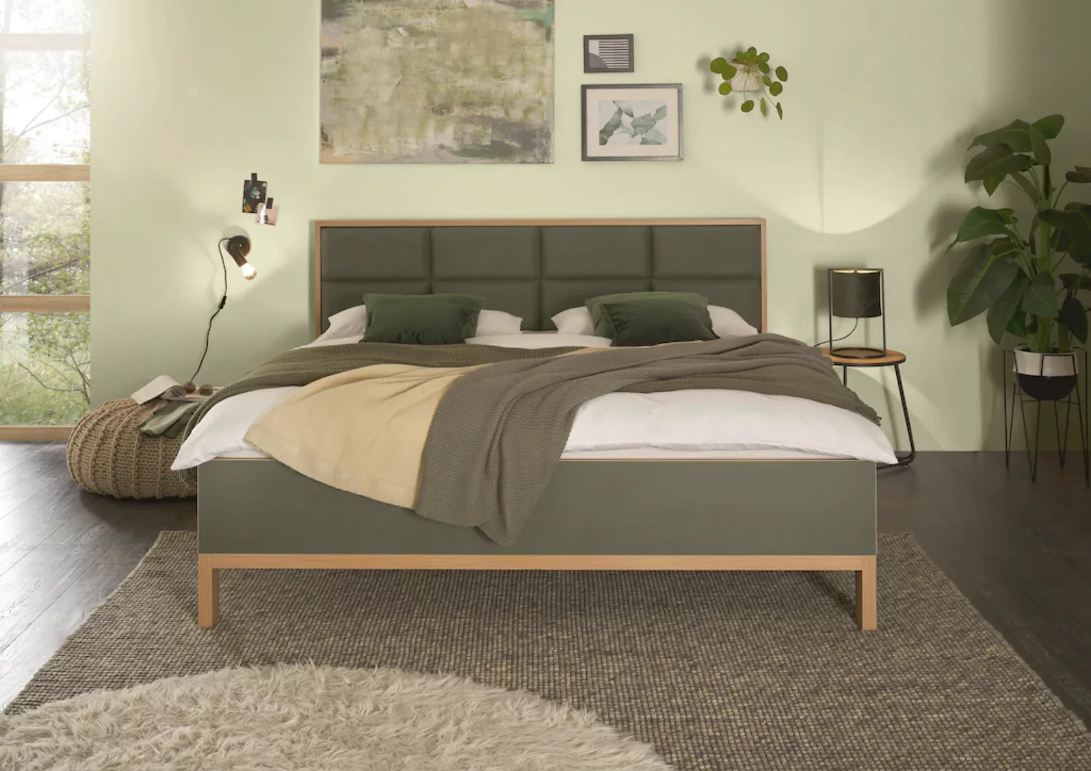 Schlafkontor Bett "Romano", 180x200 cm, Doppelbett in Dunkelgrün günstig online kaufen