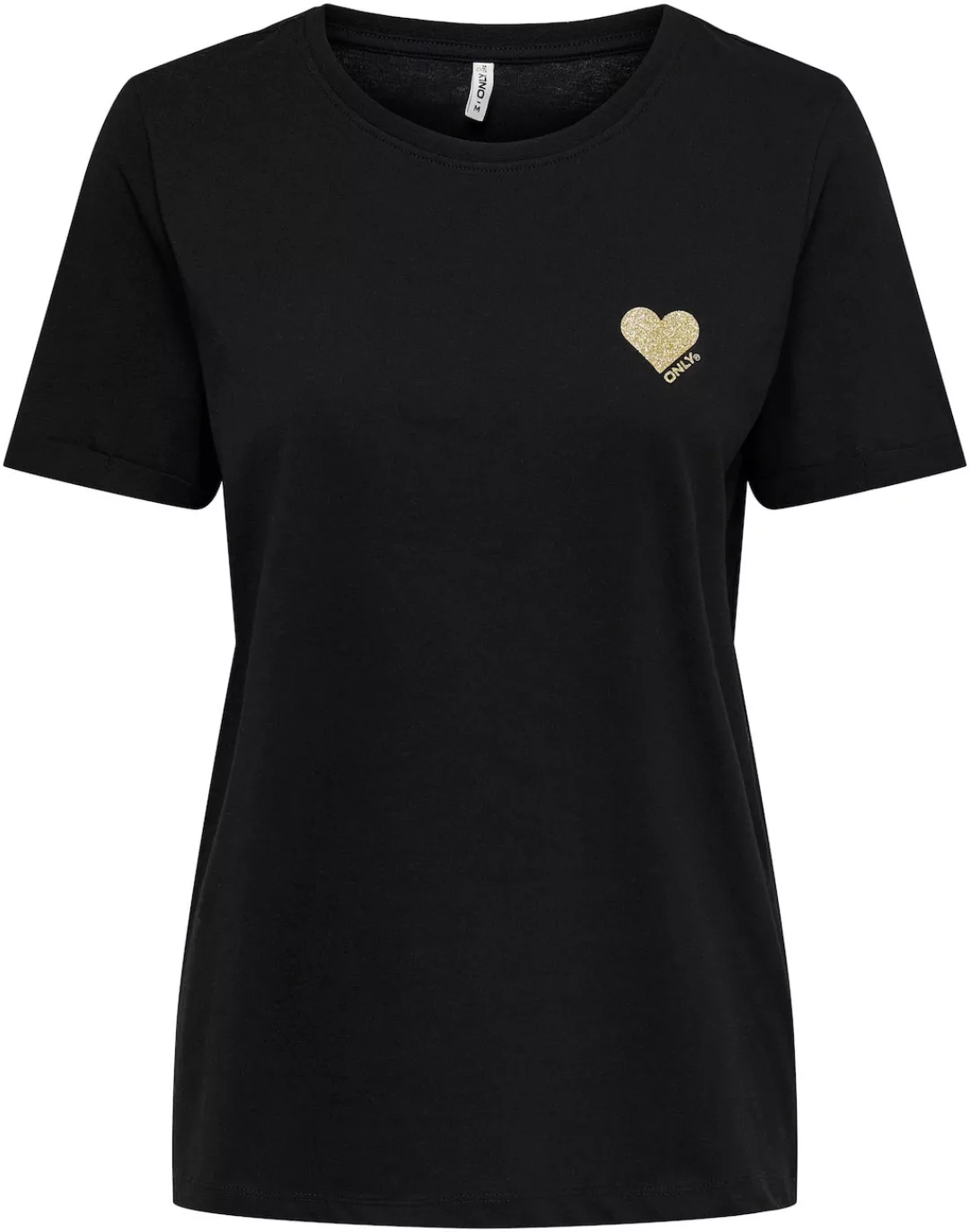 Only Kita Logo Kurzarm T-shirt S Cloud Dancer / Print Gold Glitter Heart günstig online kaufen
