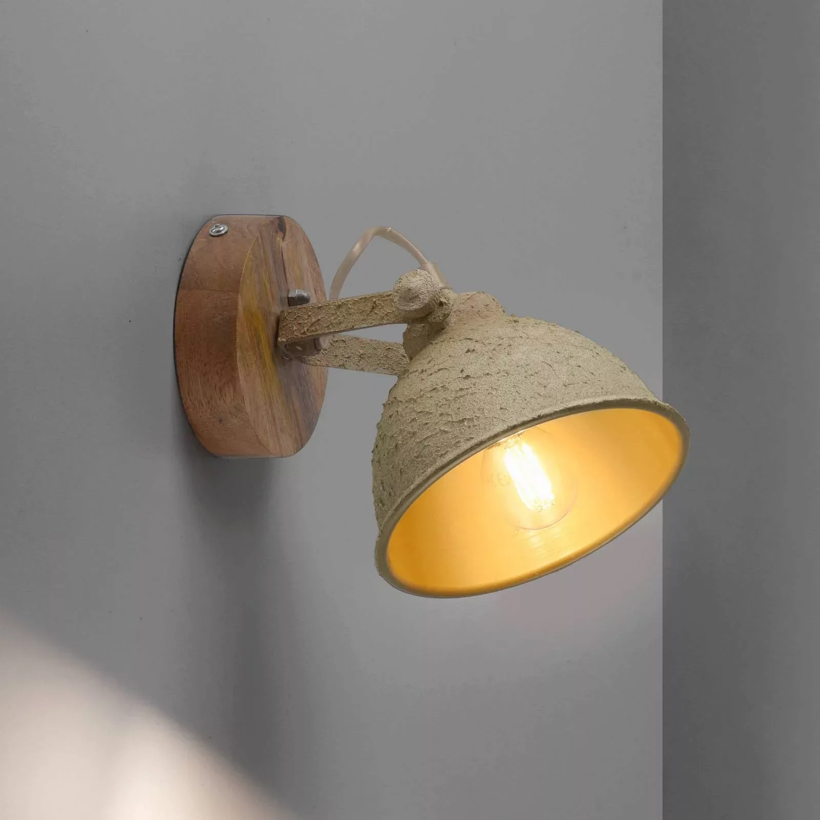 Wandlampe Samia 1-flg Mangoholz beige strukturiert günstig online kaufen