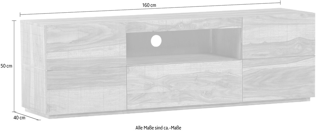 Gutmann Factory Lowboard "Tivoli", Kommode aus Massivholz, Breite 160 cm günstig online kaufen