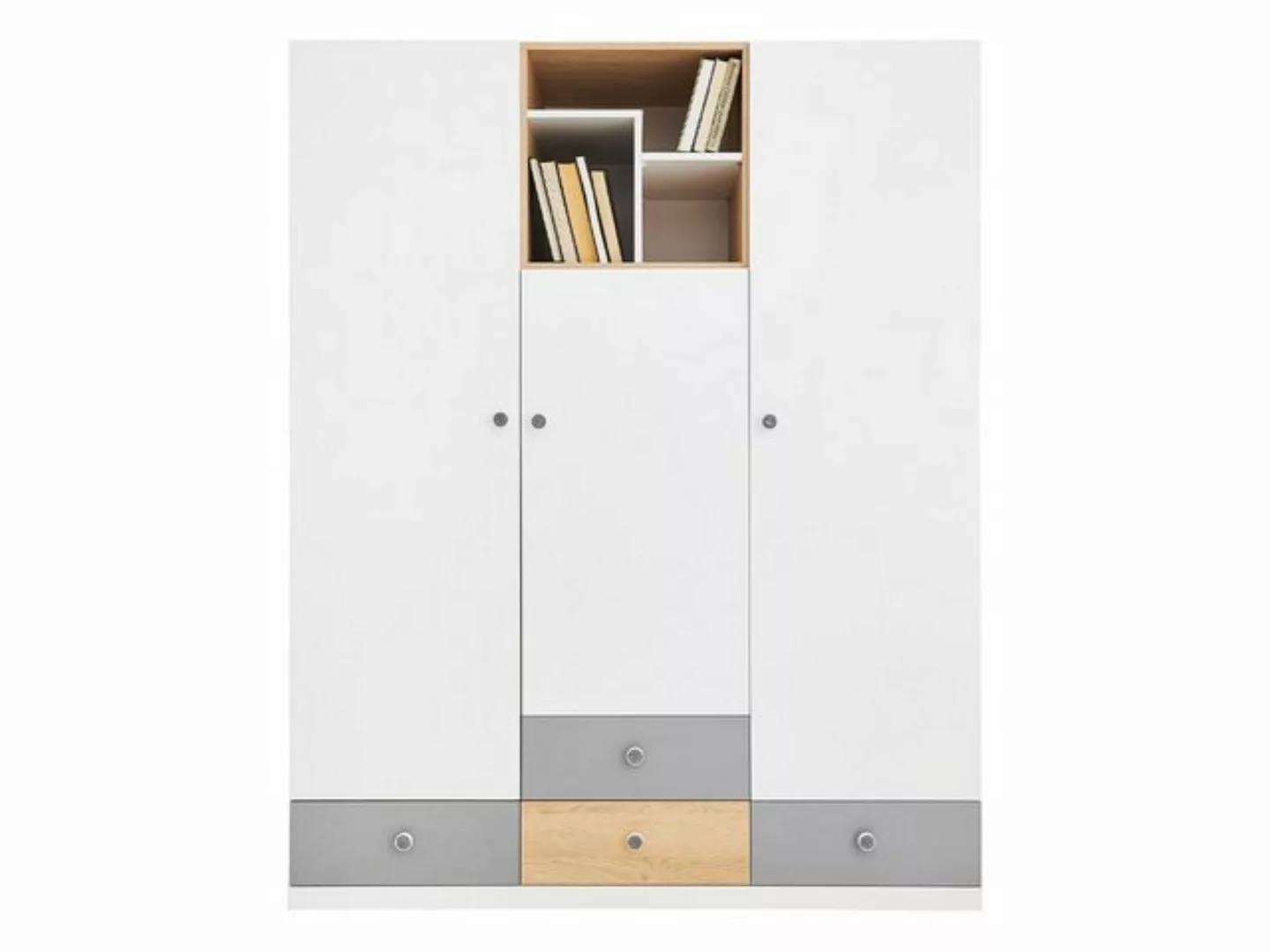 MIRJAN24 Kleiderschrank Pixel PX1 (3-Drehtüren, 4-Schubladen und Regal) mit günstig online kaufen