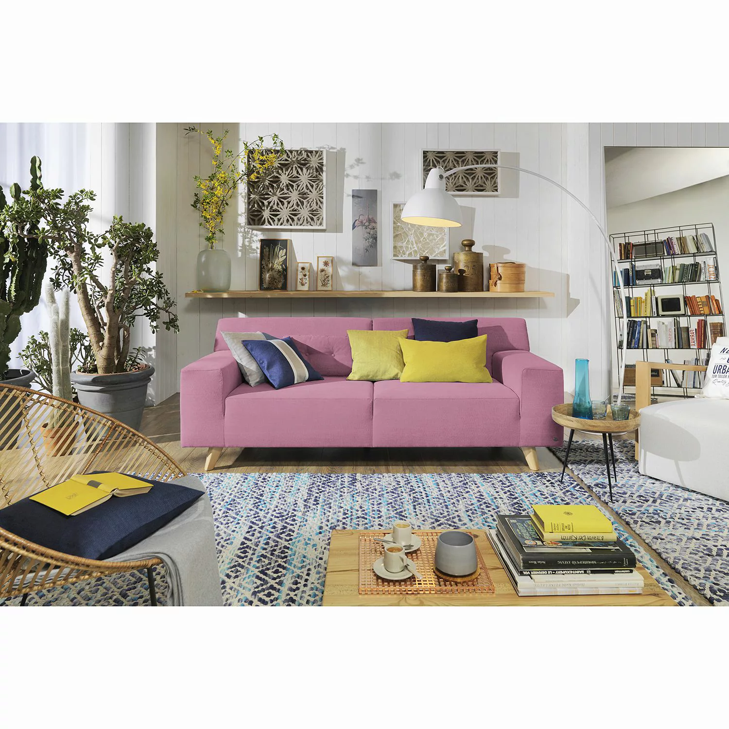 home24 Tom Tailor Sofa Nordic Pure 2-Sitzer Fuchsia Webstoff 206x77x91 cm günstig online kaufen