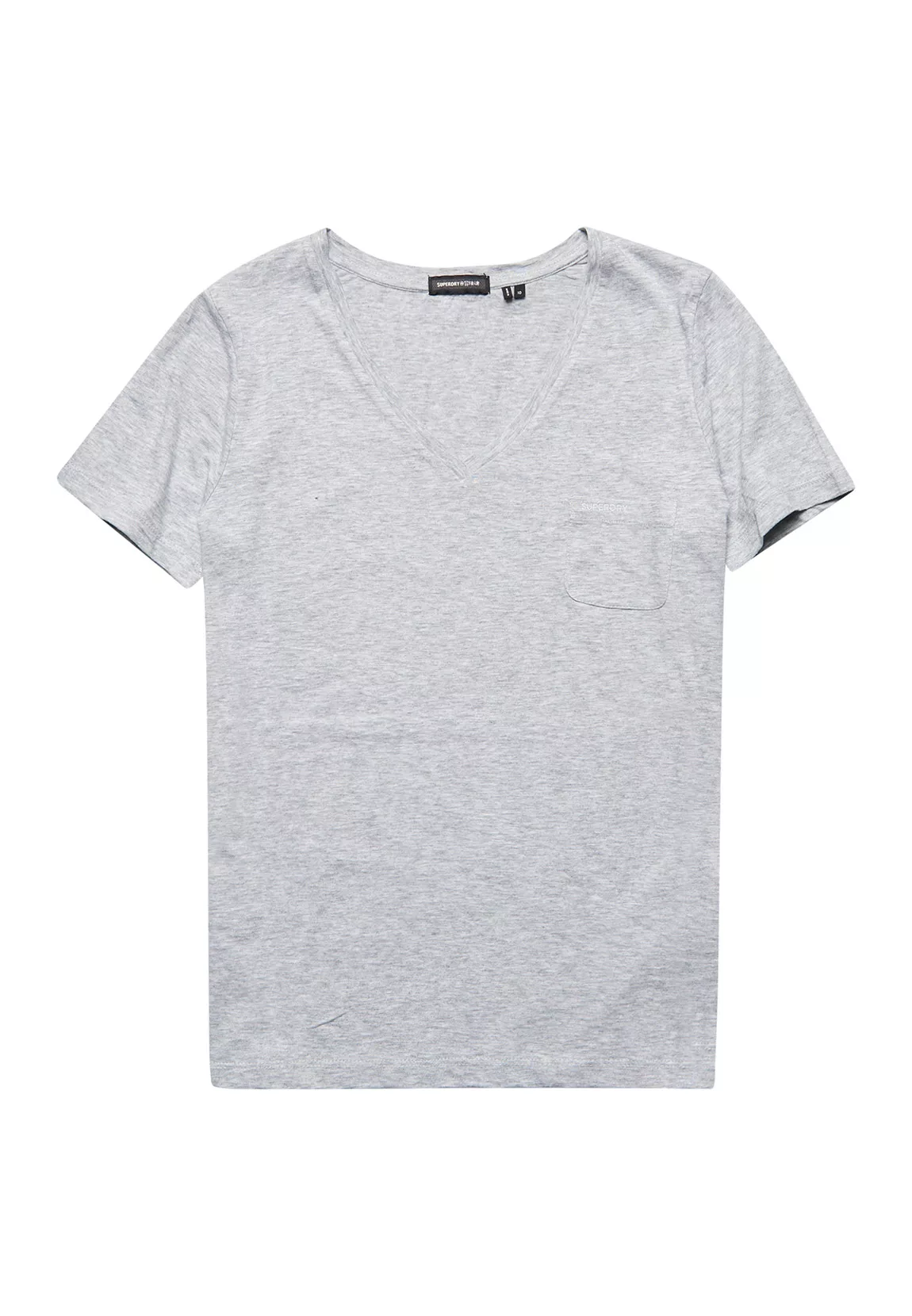 Superdry Damen T-Shirt POCKET V NECK TEE Mid Marl Grau günstig online kaufen
