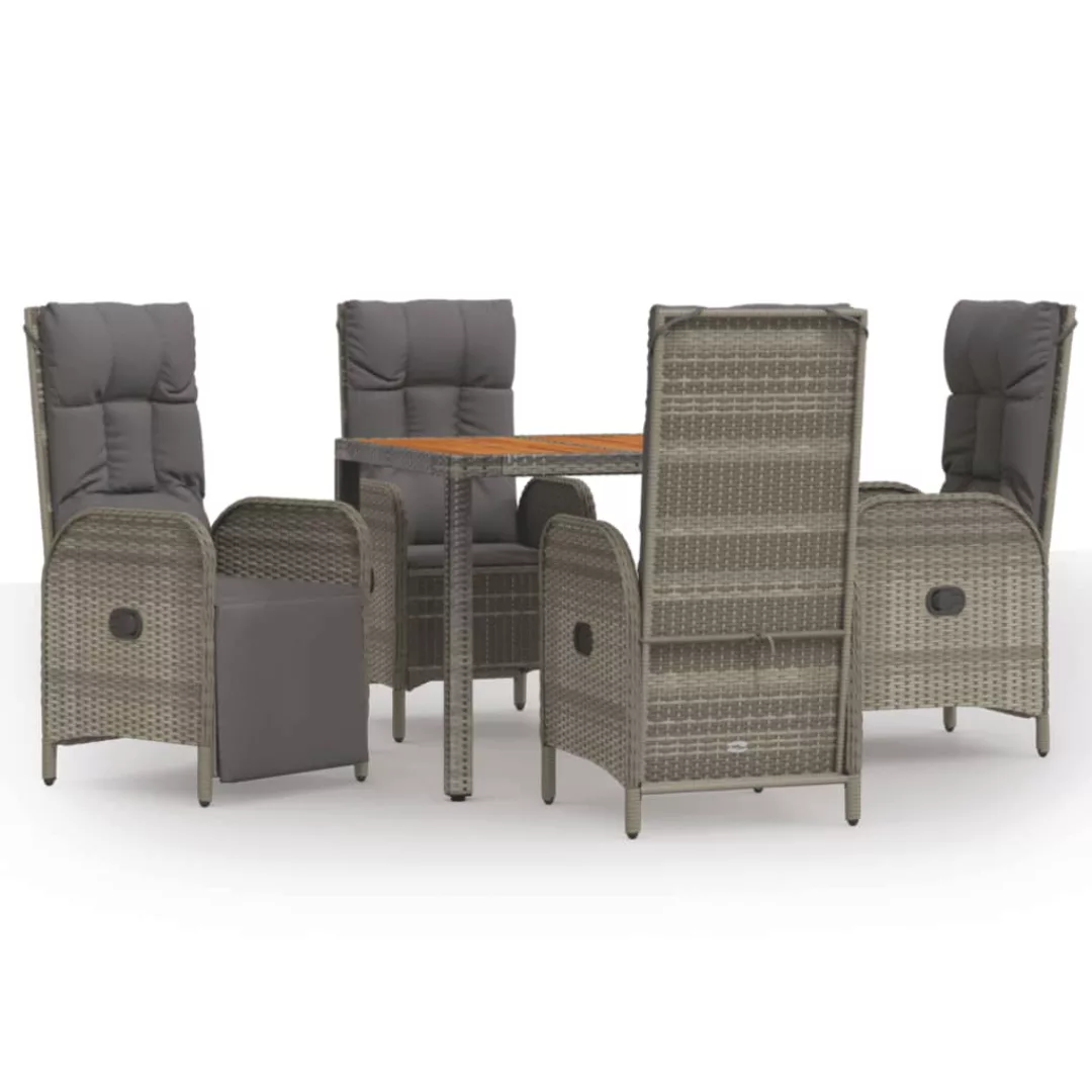 Vidaxl 5-tlg. Garten-lounge-set Mit Kissen Grau Poly Rattan günstig online kaufen