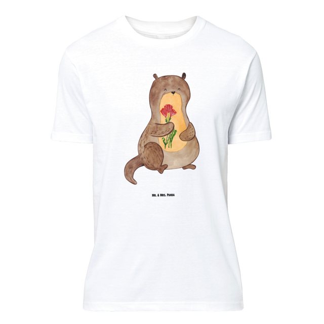 Mr. & Mrs. Panda T-Shirt Otter Blumenstrauß - Weiß - Geschenk, Fischotter, günstig online kaufen