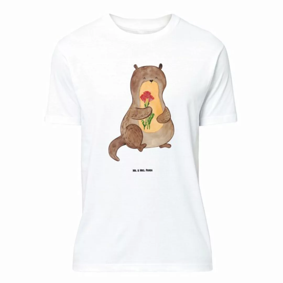 Mr. & Mrs. Panda T-Shirt Otter Blumenstrauß - Weiß - Geschenk, Fischotter, günstig online kaufen