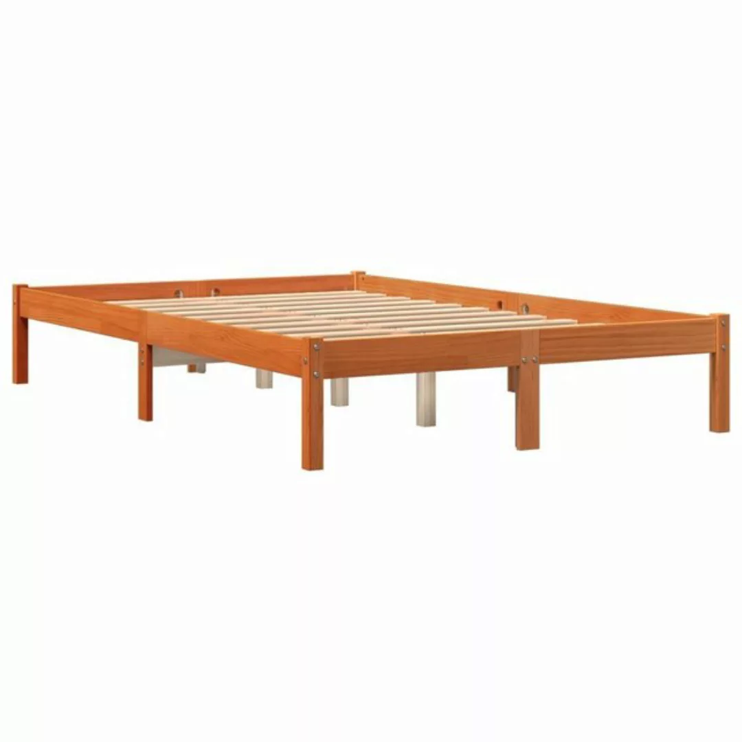 vidaXL Bettgestell Massivholzbett Wachsbraun 140x190 cm Kiefer Bett Bettges günstig online kaufen