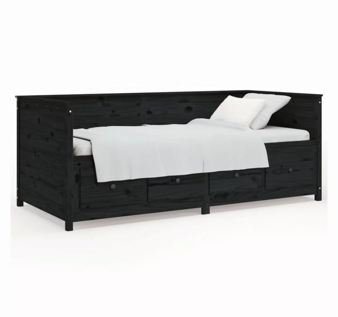 vidaXL Gästebett Gästebett Tagesbett Schwarz 90x200 cm Massivholz Kiefer Be günstig online kaufen